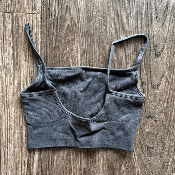 Gray Ribbed Sports Bra - Picture 2 of 2